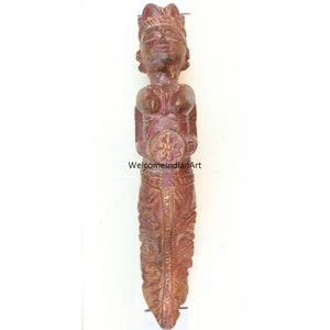 Antique Carved Wooden Figurines/ Vintage Wooden Folk Art Sculpture/ Vintage Wall Hanging Decor/ Indian Handicraft/ Antique Art Collectible