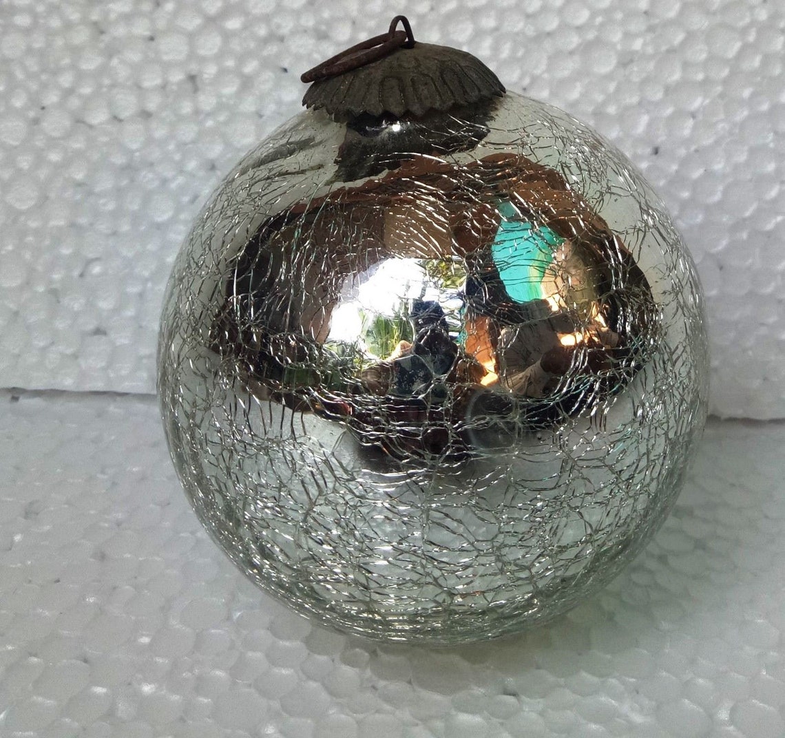 Kugel Glass Christmas Ornament Original Heavy Silver Glass Etsy