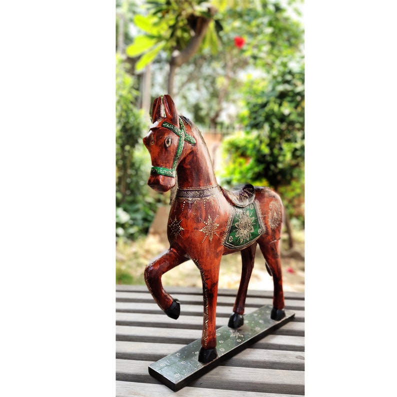 Wooden Horse Decor Handmade Handpainted Animal Statue Etsy