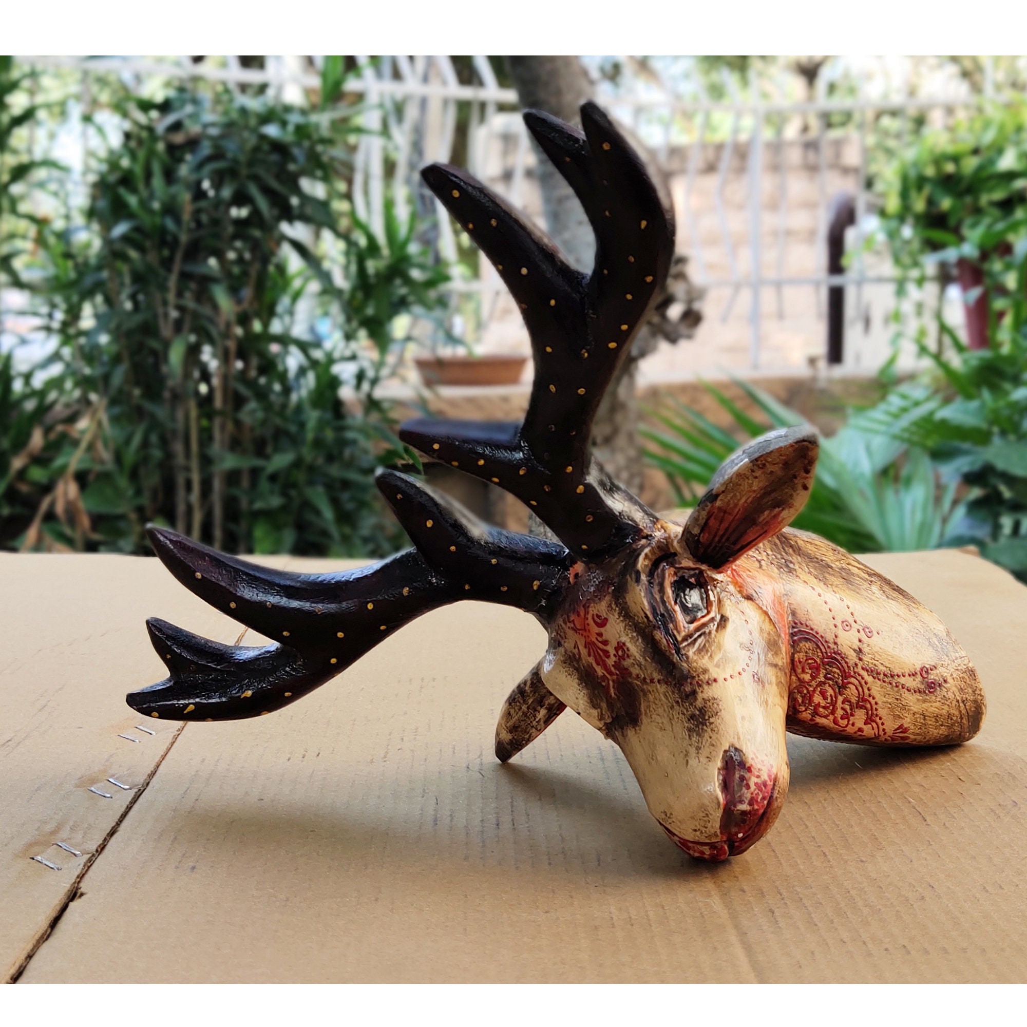 Wooden Wall Hanging Deer Head Made of Wood Office Wall Mount Etsy