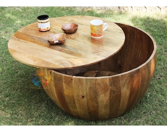 Handgemachter Mango Holz Trommel Couchtisch: Indische Deko Mbel,  Aufbewahrung - Etsy sterreich