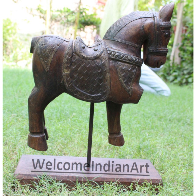 Wooden Horse Decor Handmade Handpainted Animal Statue Etsy