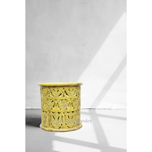 Handmade Round Wood Coffee Table: Indian Handicraft Decor