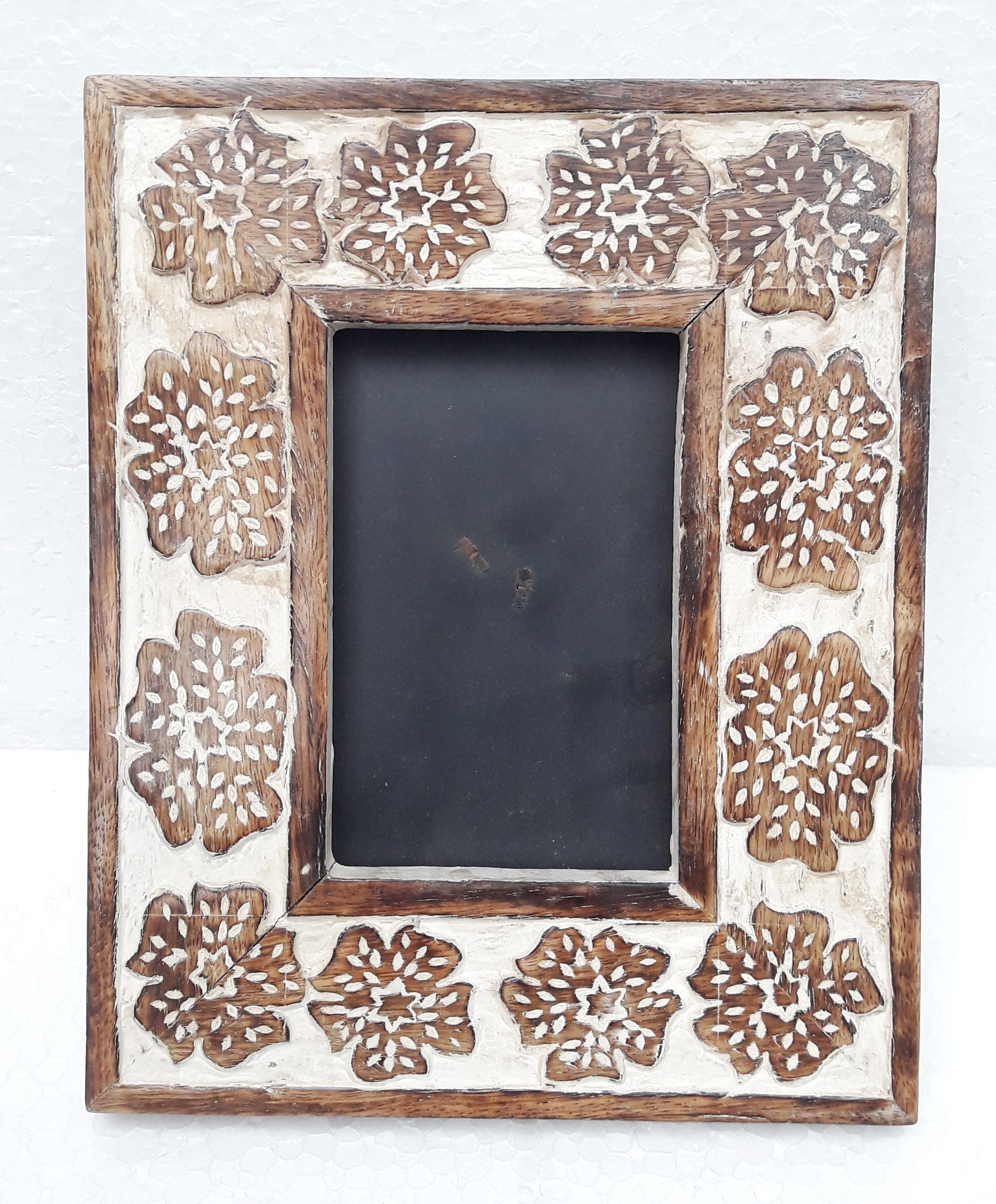 Wood Photo Frame Hand Carved Picture Frame Vintage Old Etsy