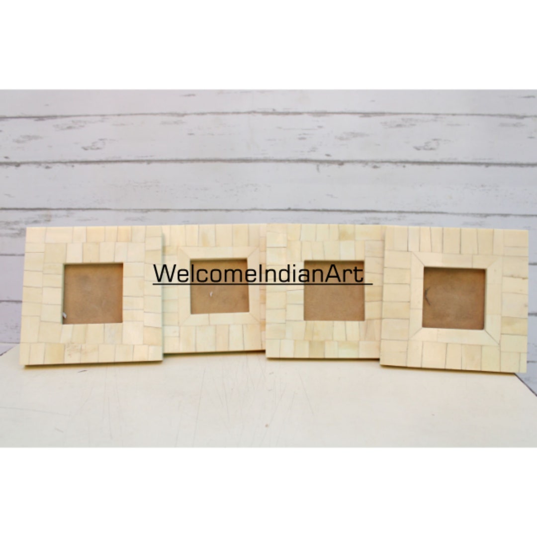 Vintage Wooden Photo Frames With Bone Inlay - Set of 4 - Etsy