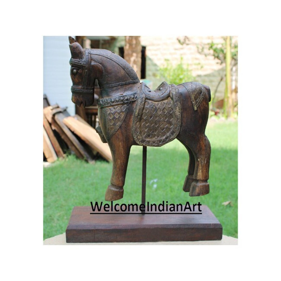 Wooden Horse Decor Handmade Handpainted Animal Statue Etsy