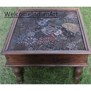 Indian Antique Wooden Coffee Table Beautiful Hand Carved Hand Made Cocktail Centre Table Antique Wood Indian Handicraft Furniture Side Table