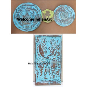 Handpainted Carved Wood Wall Decor: Distressed Man and Woman Panel