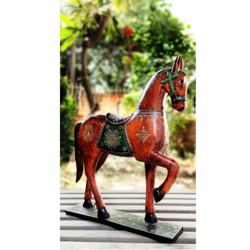 Wooden Horse Decor Handmade Handpainted Animal Statue Etsy