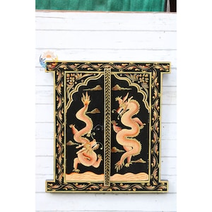 Wooden Window, Hand Painted Beautiful Drogon Window Frame, Wall Decor Shutter, Farmhouse Decor, Gift For Her/Him