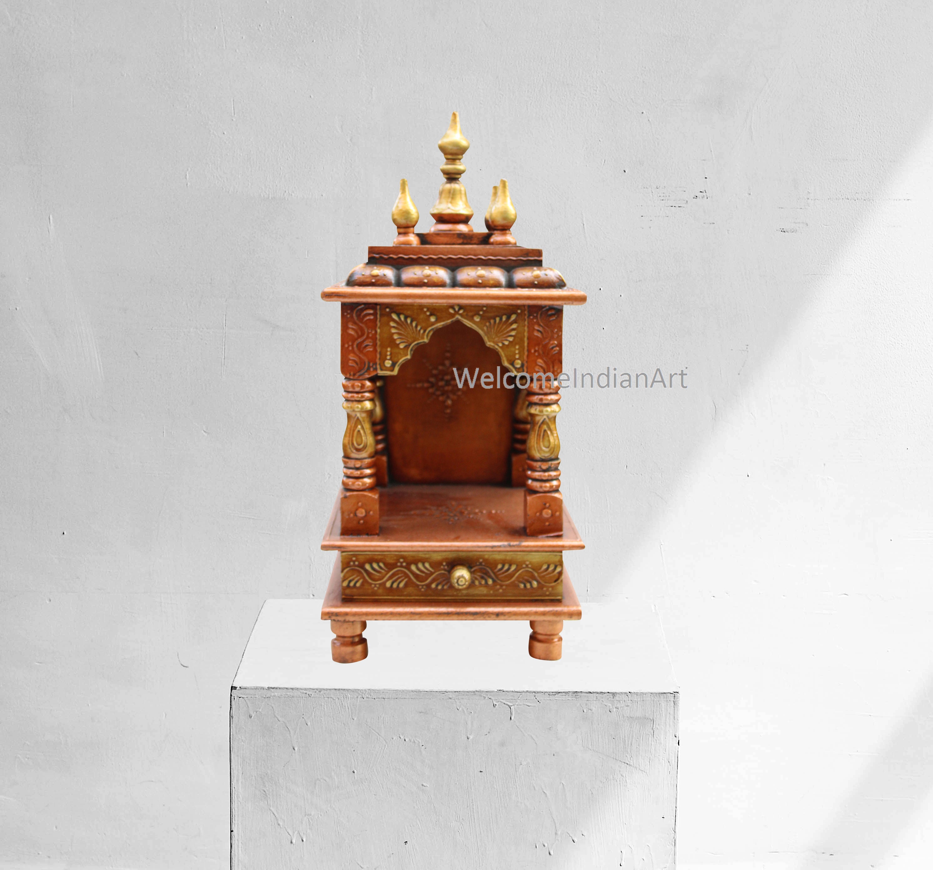 Wooden Indian Temple, Pooja Ghar Showcase, God Figurine Display Case, Altar, Shrine, Wooden Small Cabinet, Hindu Mandir