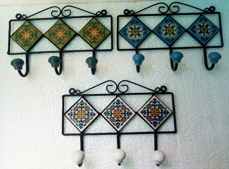 Iron & Ceramic Tile Hanger Hook for Cloth Hanging Multi Color Etsy