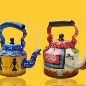Handpainted Tea Kettle, Handmade Aluminium Tea Pot, Festival Gift, Decorative Kettle, Housewarming Gift