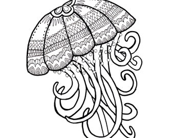 A5 Colouring Print - Jelly fish