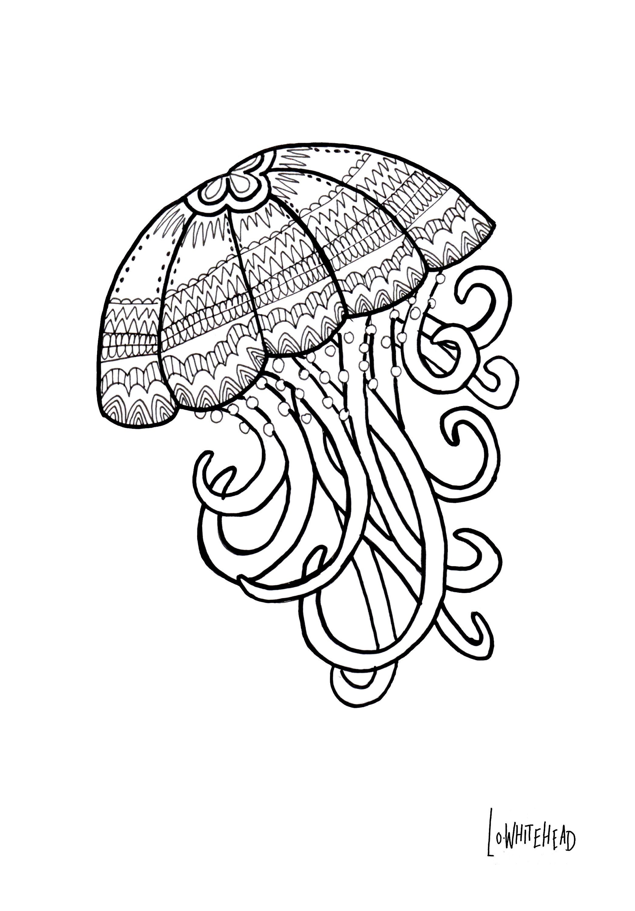 A5 Colouring Print Jelly fish | Etsy