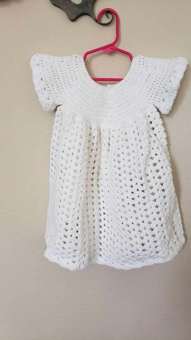 baby dress 2T crochet tunic 18 Month Handmade crochet white short sleeve dress handmade crochet sundress