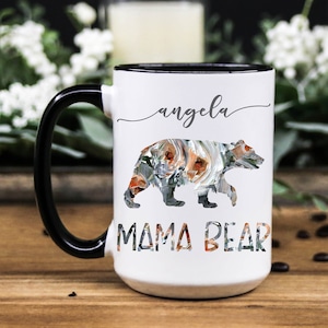 Personalized BEAR Mug - Mom with kids Mug - Custom Mothers day mug gift - Animal gift mug for mom -Custom gift mug for MAMA -Ceramic mom mug