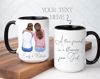 Personalized Friendship Mug, Customizable for Sisters, Moms, Daughters, and More, customize with own text, Gift for women, Gift Box included