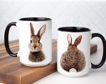 Cute bunny Coffee mug with giftbox, Easter mug for women, Easter coffee cup, Rabbit mug gift, Funny Bunny coffee mug, Animal coffee mug