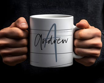 Personalized Modern Minimalist Coffee Cup with Rustic Farmhouse Elements for Him or Her