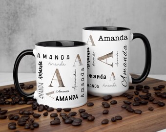 Rustic Repeating Monogram Coffee Mug: Personalized Farmhouse Decor