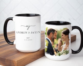 Personalized Wedding Photo Coffee Mug, Newlyweds Gift