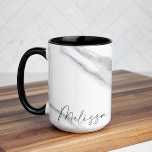 Personalized Marble-Effect Coffee Mug: Custom Name Ceramic Drinkware