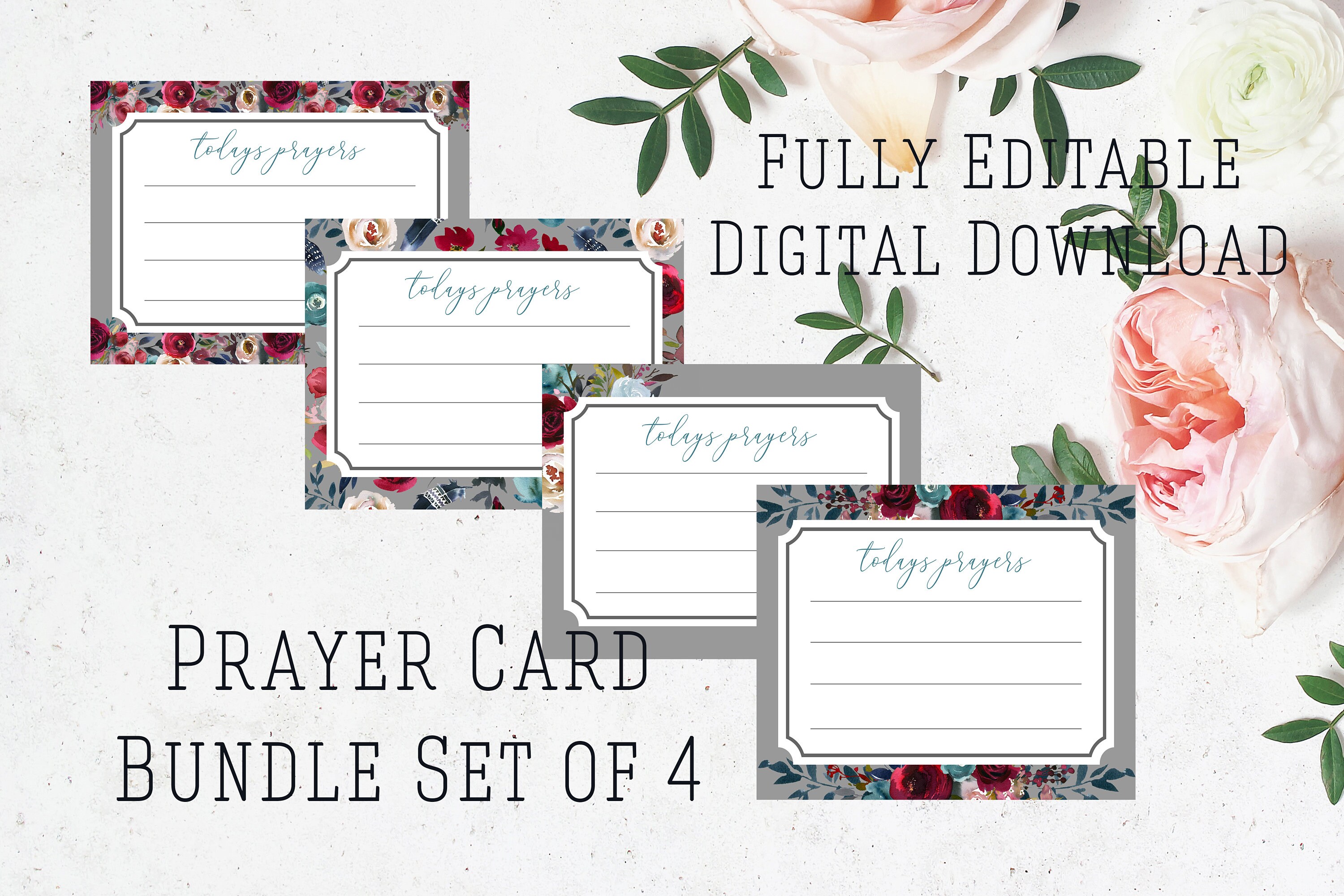 Navy Red Prayer Cards Christian Blank Prayer Card Digital Etsy