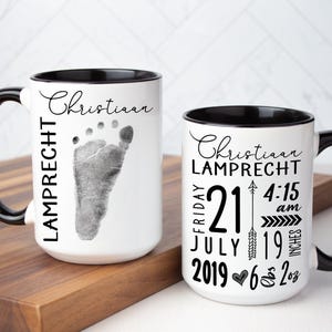 Custom Baby Footprint Mug: Keepsake New Parent Gift, Multiple Sizes & Colors Available