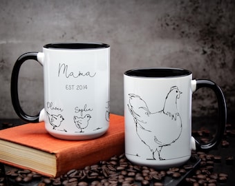 Mom and kids Chicken hen Mug, Special Mother's Day gift with giftbox included, Perfect Personalized Gift for her with custom options
