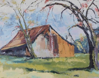Original Oil Painting - Country Landscape with Barn
