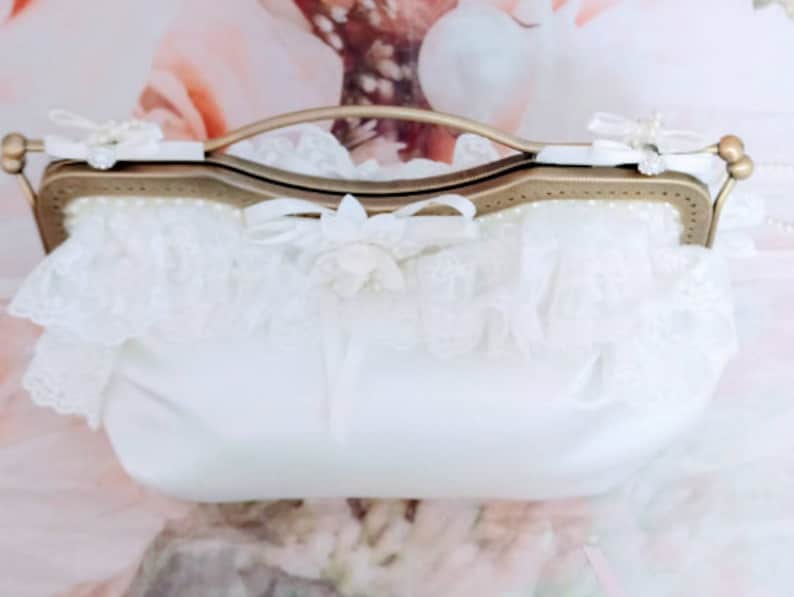 Ivory shabby chic satin bag