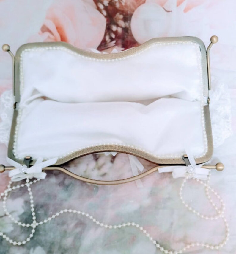 Ivory shabby chic satin bag