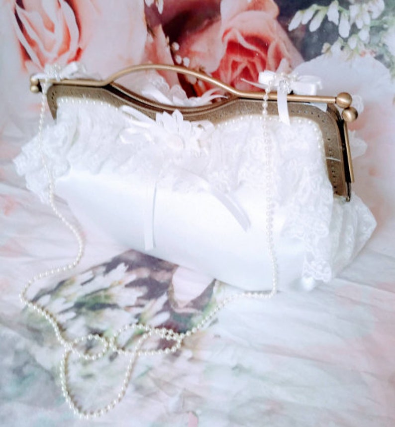 Ivory shabby chic satin bag