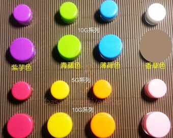 EGMK Macaron style&Clear: more colors 5G/10G , 10 pcs, Cosmetic Sample Empty Container, Plastic, Round Pot multiple Colour Screw Cap Lid