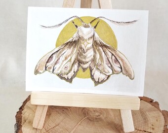 Cartes ACEO. Original ACEO. Peinture aquarelle Aceo, peinture miniature aquarelle Aceo « mite de nuit » petite oeuvre 2,5 x 3,5 pouces.