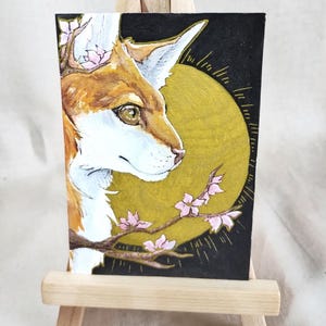 Original ACEO Card. &quot;Blossoming&quot;. Miniature original painting, wall and collectible art. ACEO card size 2.5 x 3.5 inches.