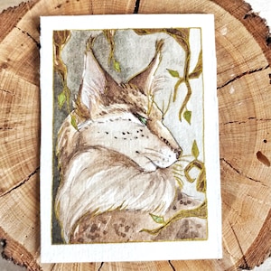 Postal original de ACEO &quot;Cazador del Crepúsculo&quot;. Cuadro original en miniatura para decorar paredes y coleccionar.