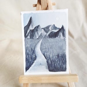 Original ACEO card. &quot;Road to the distance&quot;. Miniature original painting, wall art and collectible. ACEO postcard size is 2.5&quot; x 3.5&quot;.