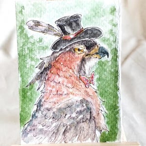 Carta ACEO originale. Arte in miniatura e da collezione. Acquerello in miniatura, cotone, dimensioni: 2,5 x 3,5 pollici