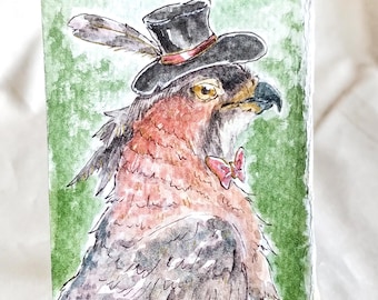 Original ACEO Card. Miniature and Collectible Art. Miniature Watercolor, cotton size: 2.5 x 3.5 inches