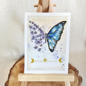 Original ACEO Card. &quot;Blue Swallowtail&quot;. Miniature original painting, wall and collectible art. ACEO card size 2.5 x 3.5 inches.