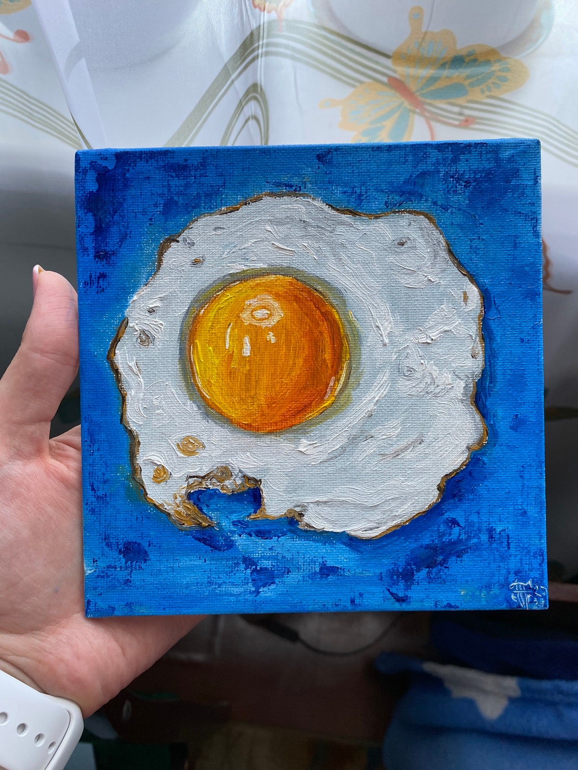 Egg Painting Scrambled Original Art Food Wall Art Small Etsy