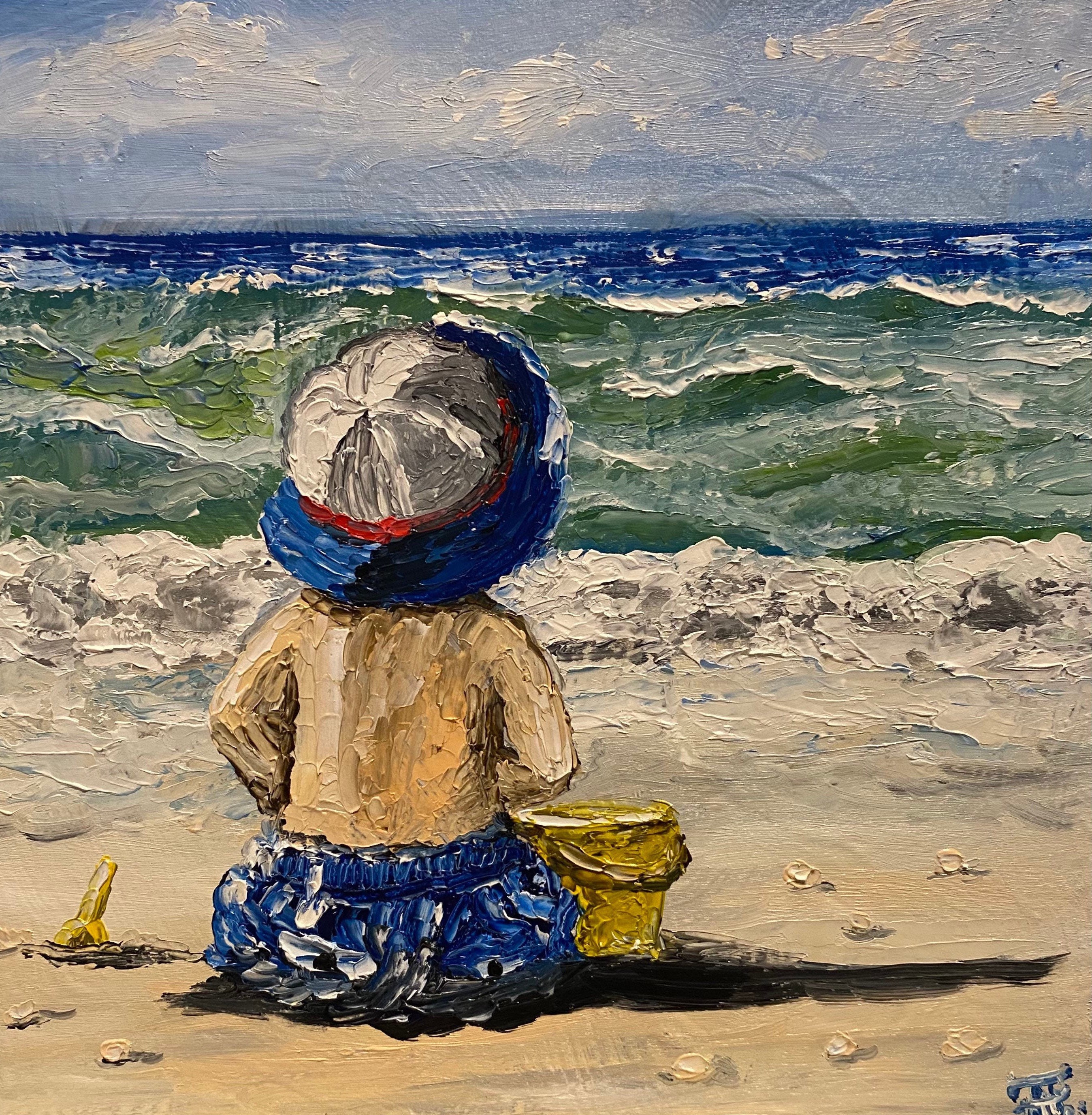 Beach Boy Painting Child Original Art Baby on the Beach Wall Etsy