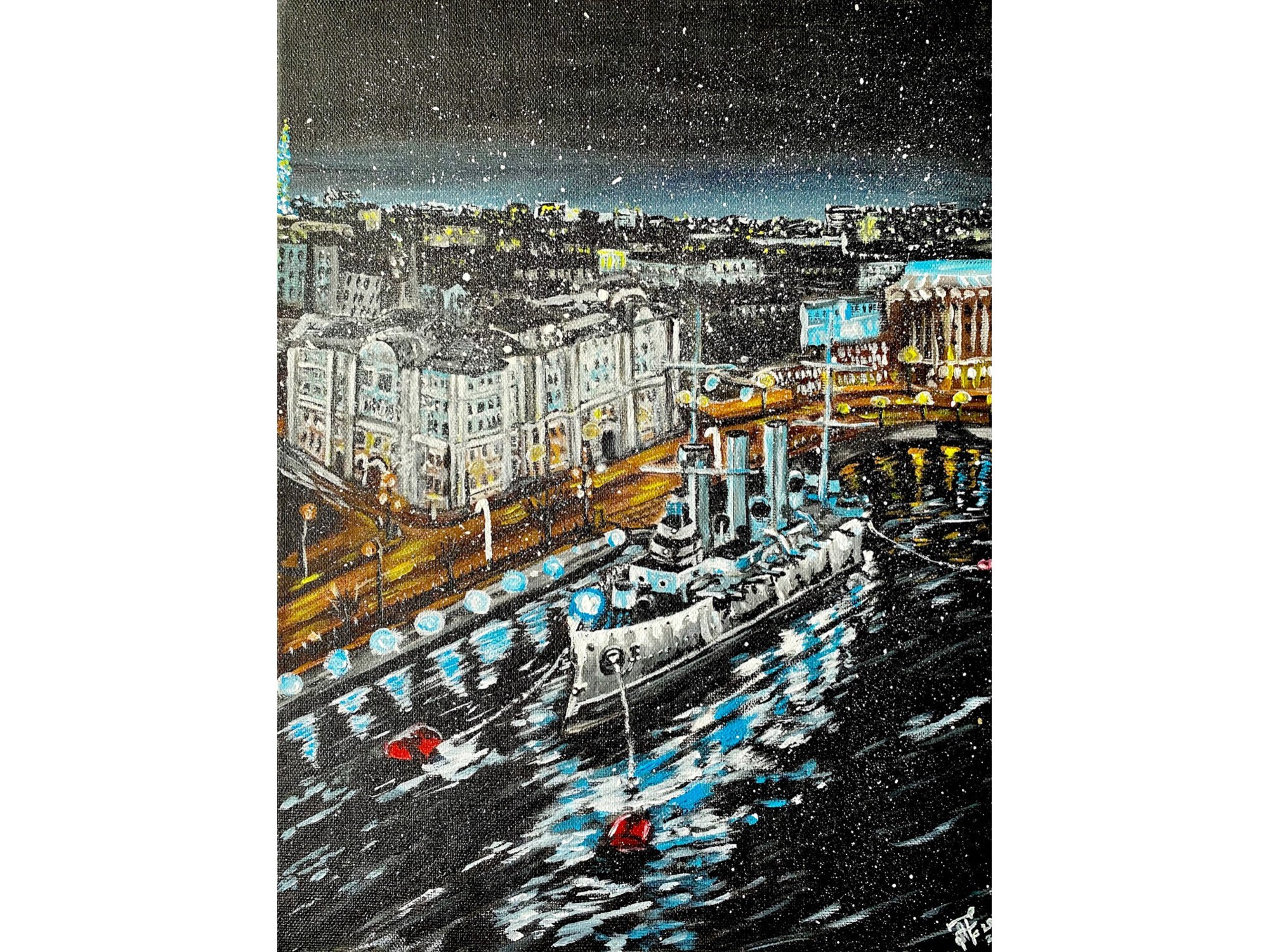 St Petersburg Art Night City Original Painting Canvas Wall Art Etsy