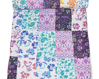 Handmade Queen Kantha Bedspread Bohemian Kantha Bedding Indian Kantha Quilt Made by kiran