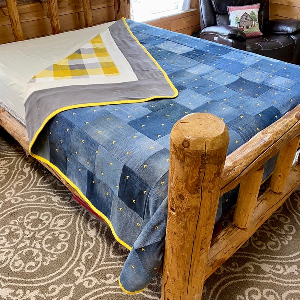 Queen Denim Quilt Etsy