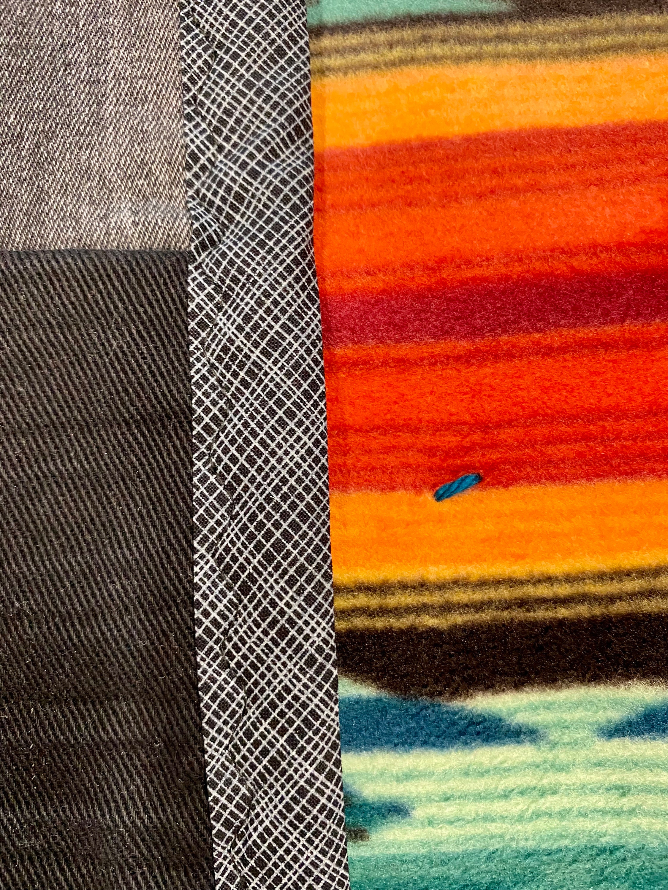 Denim Quilt. Hand Tied Black Gray Aztec Fleece Lined Heavy Etsy