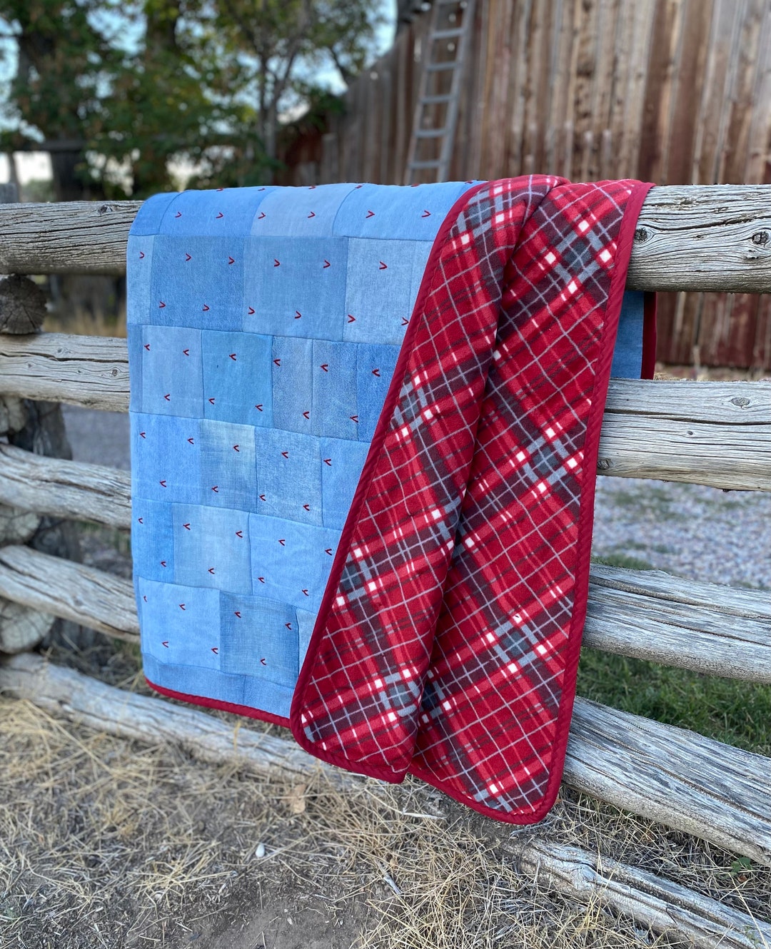 Hand Tied Denim Quilt. Warm Heavy Camping RV Cabin Trailer Etsy