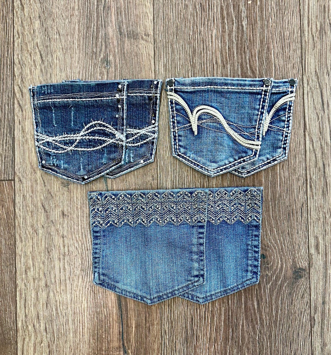 Vintage Denim Pockets. Rare Jeans Back Pockets. Crafts & Sewing - Set ...